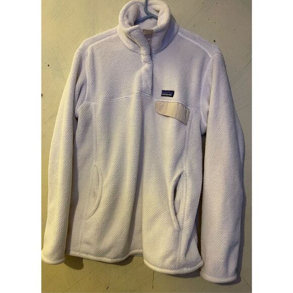 Patagonia Re-Tool Snap-T Polartec Fleece Pullover Ivory Women’s Sz L - Picture 7 of 10